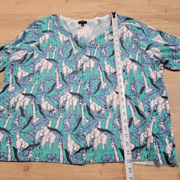 Talbots Plus Size 3XP Petite Cardigan Sweater Preppy Giraffe Print Safari Preppy - Picture 8 of 9